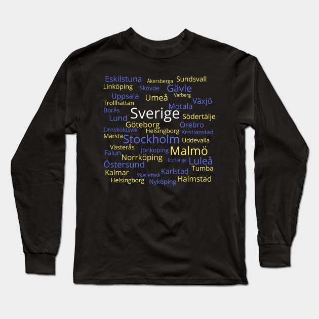 Sweden Geography: Tätorter Long Sleeve T-Shirt by UnderwaterSky